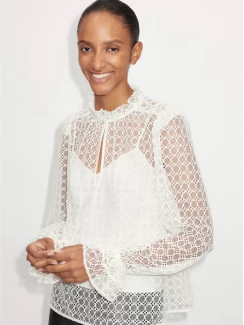 ME+EM Cream Lace Swing Blouse Size 8